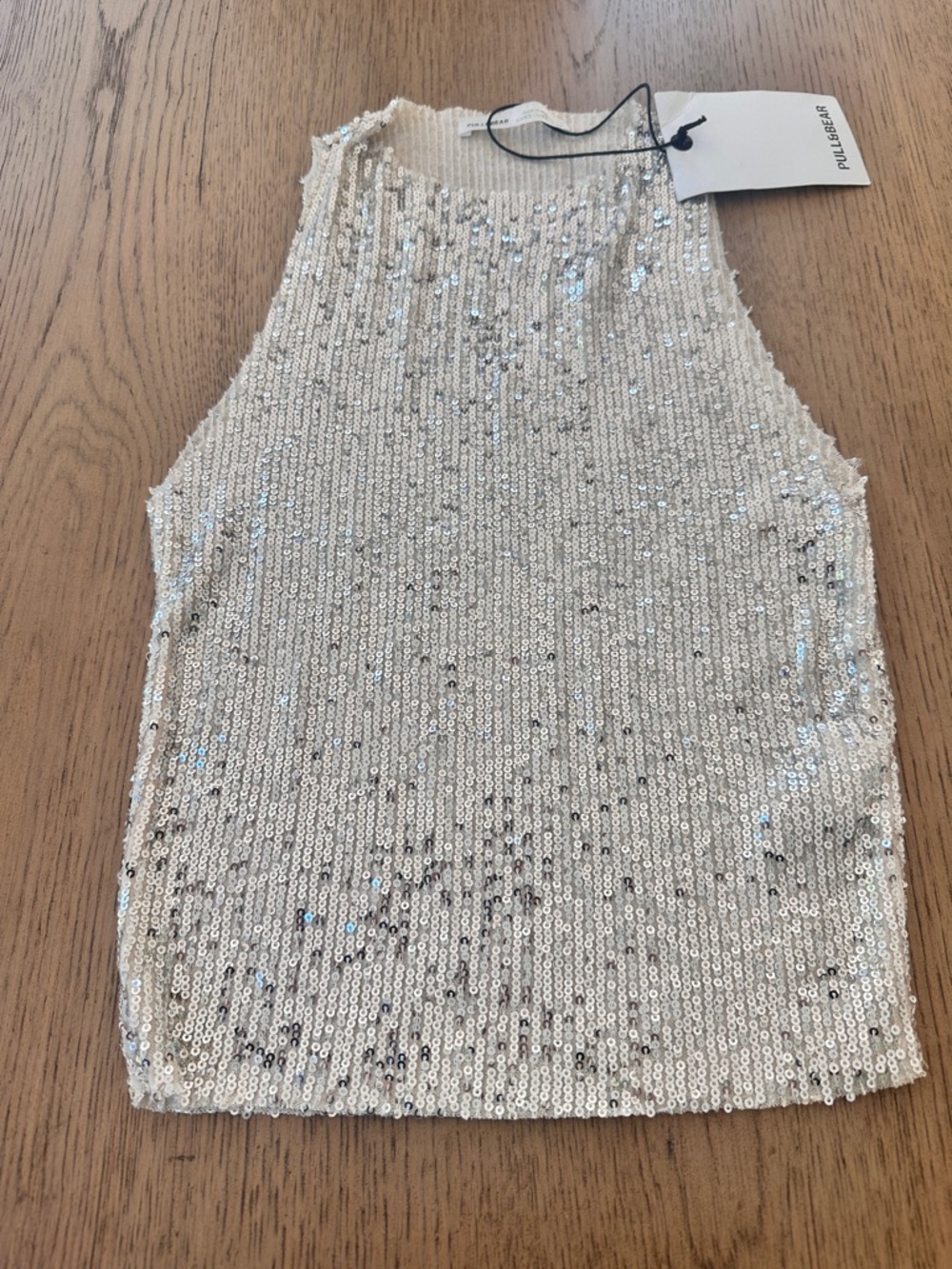 Pull & Bear Sequin High Neck Tank Top